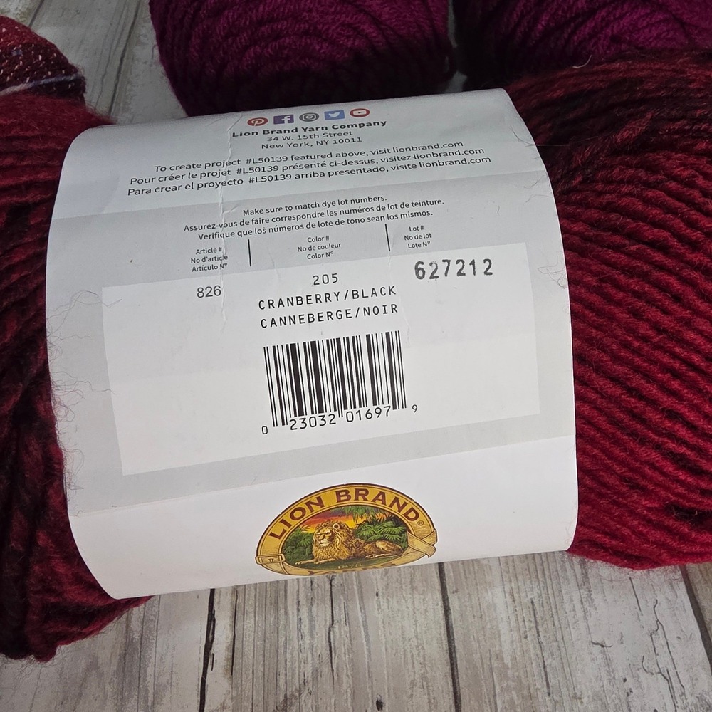 Lion Brand Scarfie & Yarn Bee Urban Chic Yarn Lot Cranberry Berry Plum 4 Skeins - Picture 5 of 5